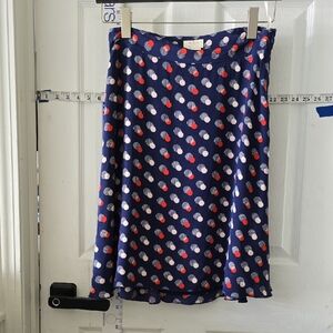 Kate Spade Blue A-Line Skirt with Red and White Dots